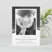 白黒の水彩の卒業写真 招待状 (スタンド正面)