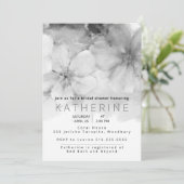 白黒の水彩フローラブライダルシャワー 招待状 (スタンド正面)