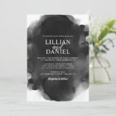 白黒の水彩写真結婚の 招待状 (スタンド正面)