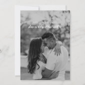 白黒の水彩写真結婚の 招待状 (裏面)