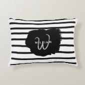 白黒の水彩手描き線 アクセントクッション (正面)