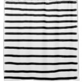 白黒の水彩手描き線 シャワーカーテン (正面)