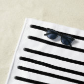 白黒の水彩手描き線 ビーチタオル (インサイチュ)