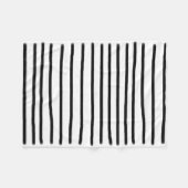 白黒の水彩手描き線 フリースブランケット (正面(横))