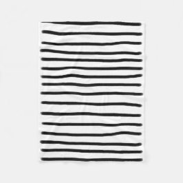 白黒の水彩手描き線 フリースブランケット