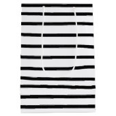 白黒の水彩手描き線 ミディアムペーパーバッグ (裏面)