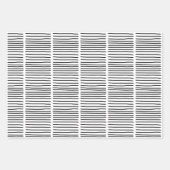 白黒の水彩手描き線 ラッピングペーパーシート (正面3)