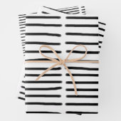 白黒の水彩手描き線 ラッピングペーパーシート (インサイチュ)