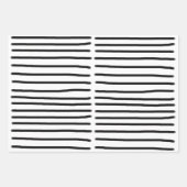 白黒の水彩手描き線 ラッピングペーパーシート (正面)