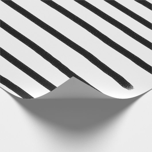 白黒の水彩手描き線 ラッピングペーパー (角)