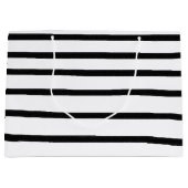 白黒の水彩手描き線 ラージペーパーバッグ (正面)