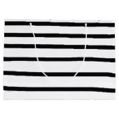 白黒の水彩手描き線 ラージペーパーバッグ (裏面)