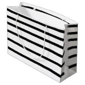 白黒の水彩手描き線 ラージペーパーバッグ (裏面アングル)