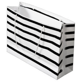 白黒の水彩手描き線 ラージペーパーバッグ