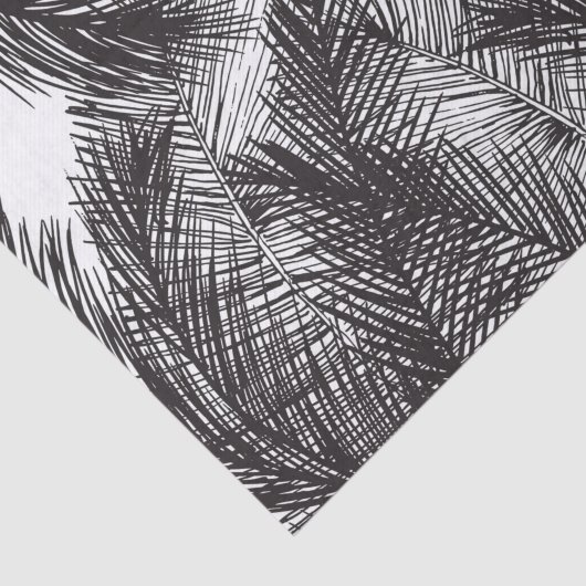 白黒の水彩画の手塗りのヤシの木 薄葉紙 (詳細)