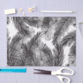 白黒の水彩画の手塗りのヤシの木 薄葉紙 (クラフト)