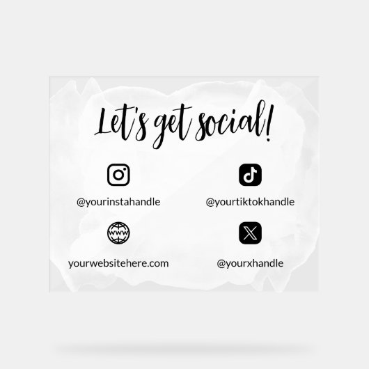 白黒の水彩社会に出そう アクリルサイン (正面)