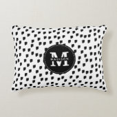 白黒の水彩筆跡モノグラム アクセントクッション (正面)