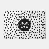 白黒の水彩筆跡モノグラム ドアマット (正面)