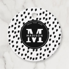 白黒の水彩筆跡モノグラム フェイバータグ