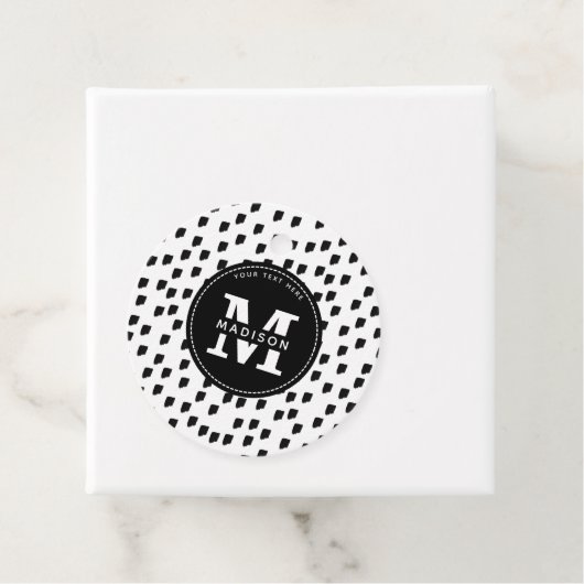 白黒の水彩筆跡モノグラム フェイバータグ (インサイチュ)