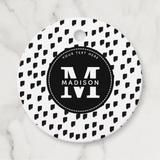 白黒の水彩筆跡モノグラム フェイバータグ (正面)