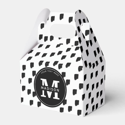 白黒の水彩筆跡モノグラム フェイバーボックス (正面サイド)