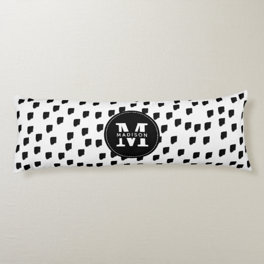 白黒の水彩筆跡モノグラム ボディピロー (裏面)