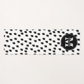 白黒の水彩筆跡モノグラム ヨガマット (正面(横))