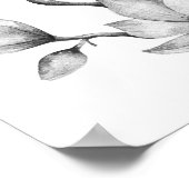 白黒の水彩花ウォールアートポスター ポスター (角)