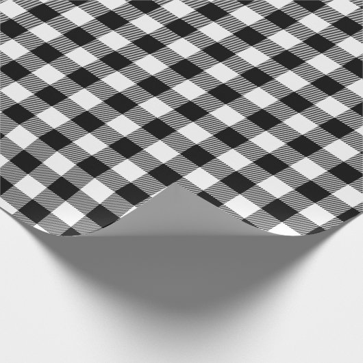 白黒の水牛の格子模様のクリスマス ラッピングペーパー (角)