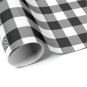 白黒の水牛の格子模様のクリスマス ラッピングペーパー (ロールコーナー)