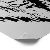 白黒の水牛の頭のイラストレーション ポスター (角)