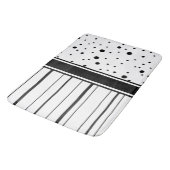 白黒の水玉模様とストライプ バスマット (アングル)