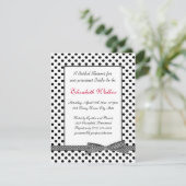 白黒の水玉模様の弓ブライダルシャワー 招待状 (スタンド正面)