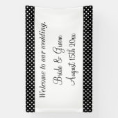 白黒の水玉模様へようこそ結婚 横断幕 (縦)