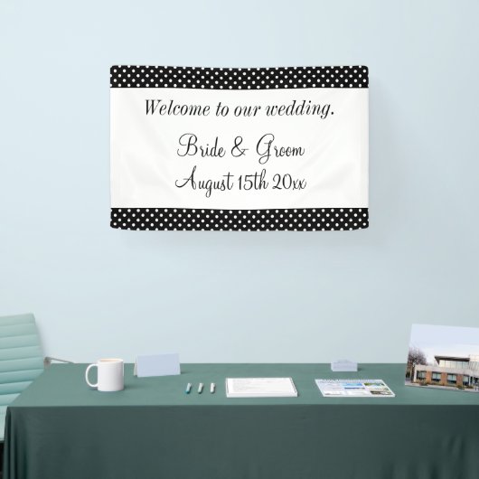 白黒の水玉模様へようこそ結婚 横断幕 (トレードショー)