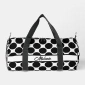 白黒の水玉模様名パターンの大きなドット ダッフルバッグ (裏面)