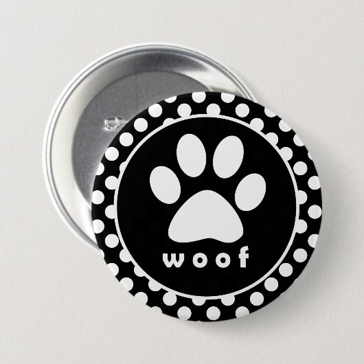 白黒の水玉模様;前刷 缶バッジ (正面&裏面)