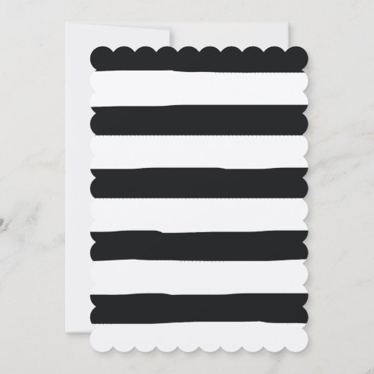 白黒の水色のストライプバラ 招待状 (裏面)