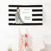 白黒の水色のストライプブライダルシャワー 横断幕 (インサイチュ)