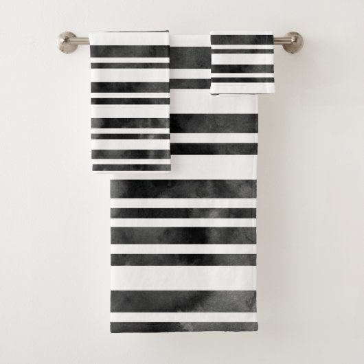 白黒の水色のストライプ バスタオルセット (インサイチュ)