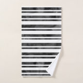 白黒の水色のストライプ バスタオルセット (ハンドタオル)