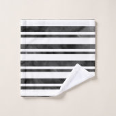 白黒の水色のストライプ バスタオルセット (ウォッシュタオル)
