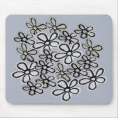白黒の水色のデイジーパターン マウスパッド (正面)