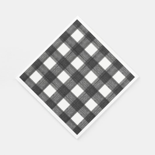 白黒の水色のバッファロープレイド スタンダードランチョンナプキン (角)