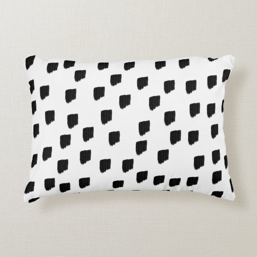 白黒の水色のブラシストローク アクセントクッション (正面)