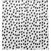 白黒の水色のブラシストローク シャワーカーテン (正面)