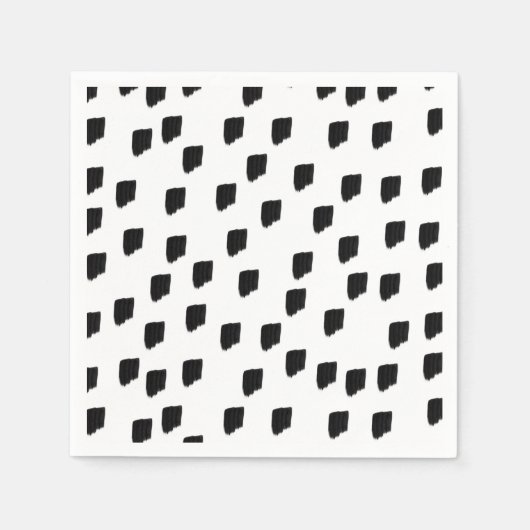 白黒の水色のブラシストローク スタンダードカクテルナプキン (正面)