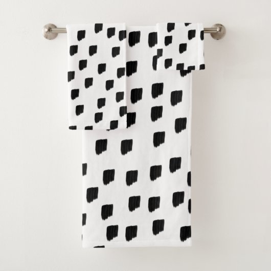 白黒の水色のブラシストローク バスタオルセット (インサイチュ)